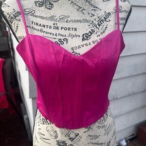 ZARA- NWT-Pink Corset Spaghetti Strap Top
